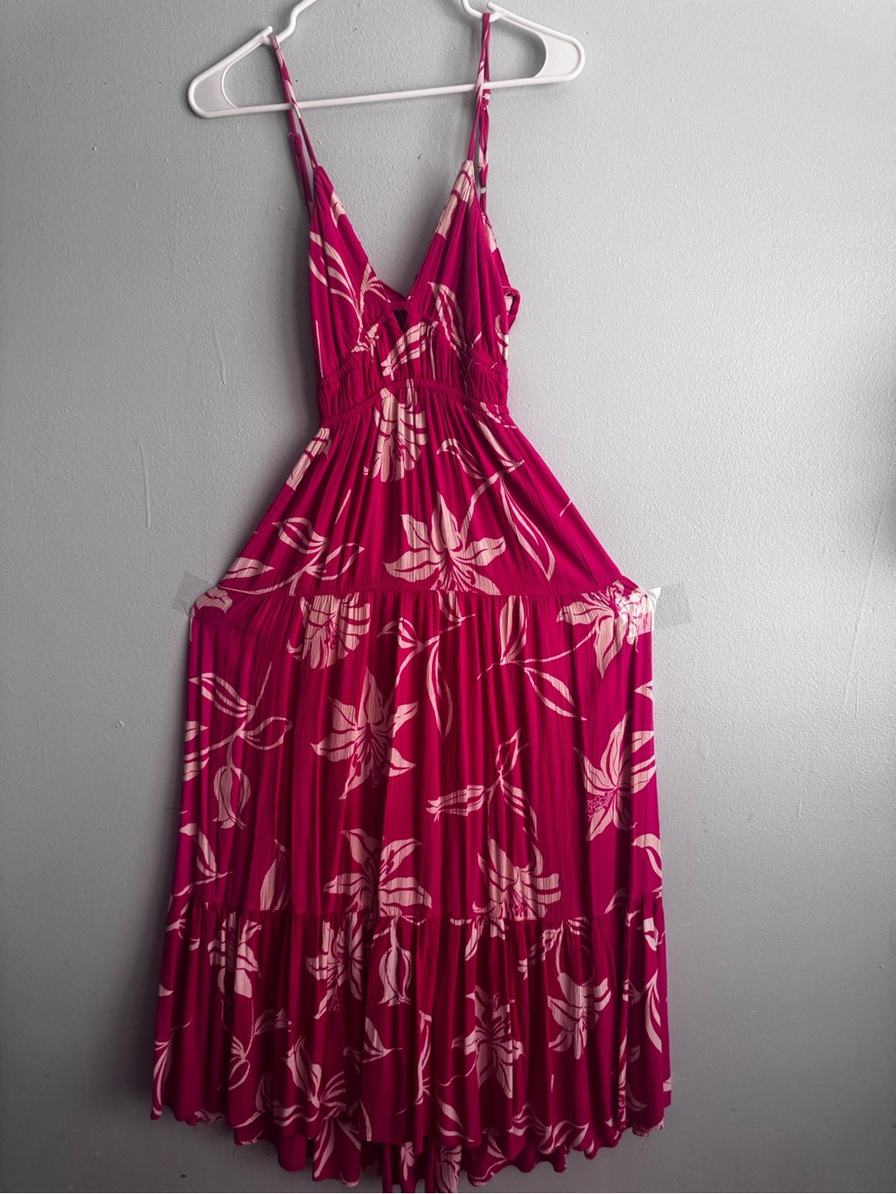 Angie Fuchsia Pink Floral Maxi Dress